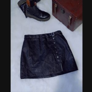 Cute! Black Faux Leather mini skirt.